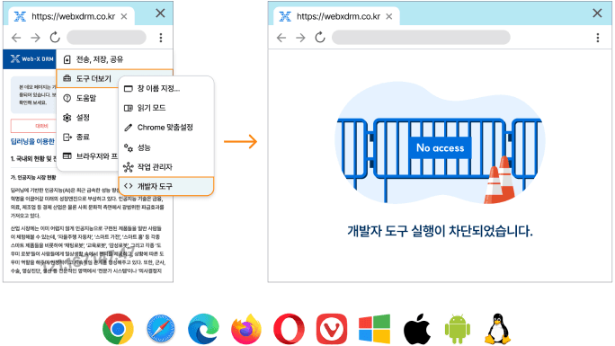 [Web-X DRM의 데이터 난독화 기능 예시 화면]